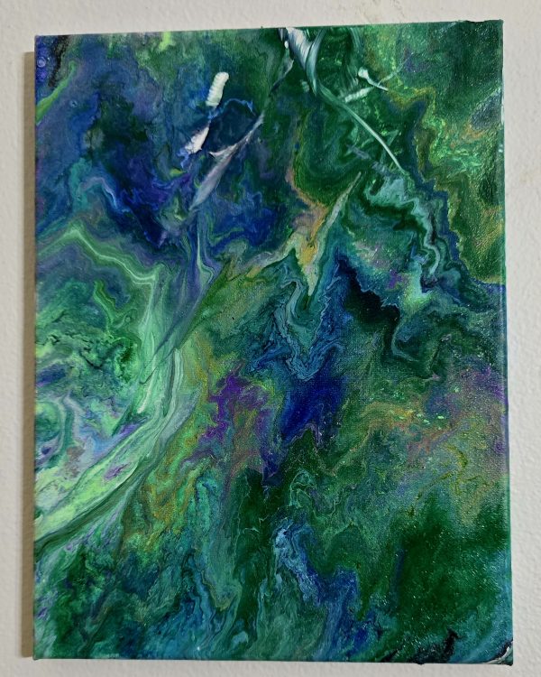 Acrylic Painting Featuring Glass Bead and Shells - Blue Dreams, view 4